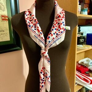 KARL LAGERFELD Heart Pattern Silk Scarf
